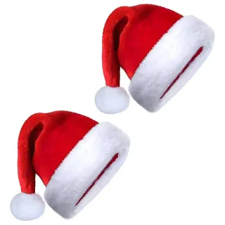 4 Gorros Papá Noel Felpa Rojo y Negro