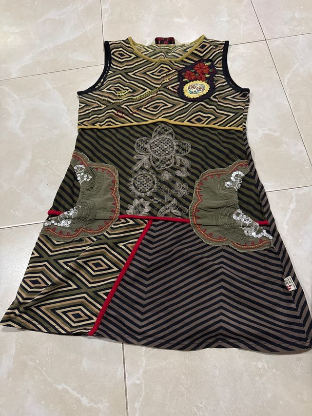 Vestido estampado patchwork talla única