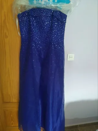 Vestido fiesta largo lentejuelas azul