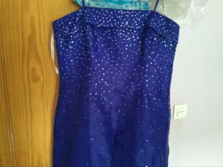 Vestido fiesta largo lentejuelas azul