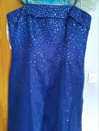 Vestido fiesta largo lentejuelas azul