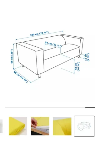 Sofá 3 plazas amarillo Ikea