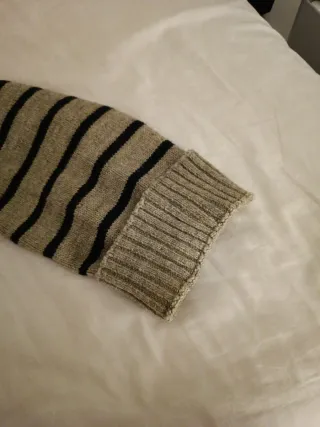 Jersey premamá rayas beige y negro.