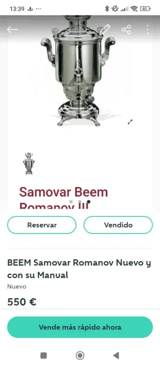 Regalamos en 50 Euros Samovar Beem Romanov Nuevo V