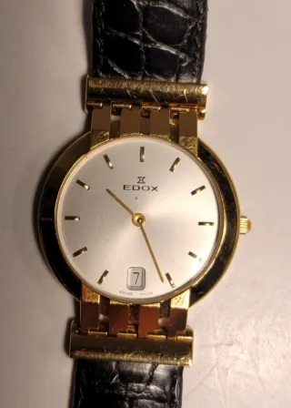 Reloj Edox Chapado en Oro Cuarzo Analógico