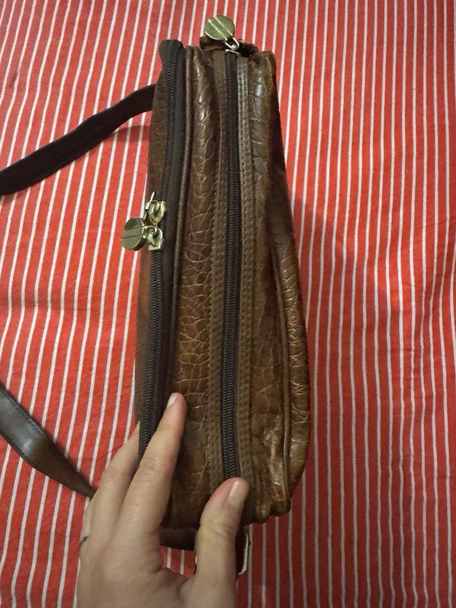 Borsa Jackson marrone effetto coccodrillo