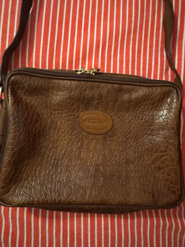Borsa Jackson marrone effetto coccodrillo