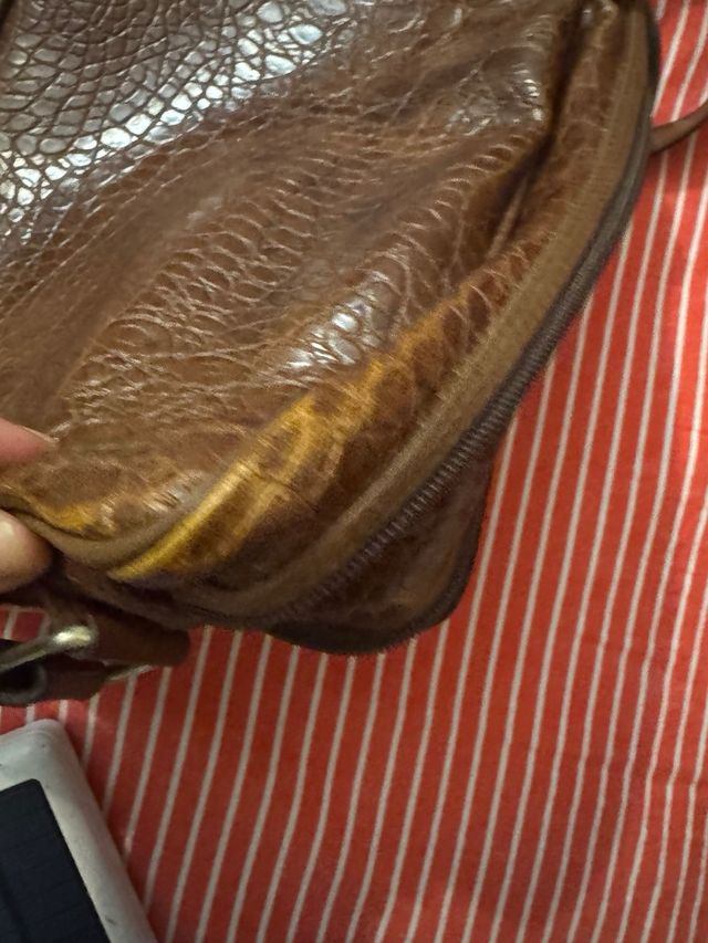Borsa Jackson marrone effetto coccodrillo