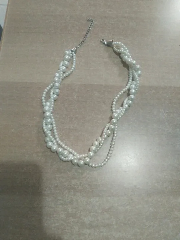 Collana perle multistrato argento