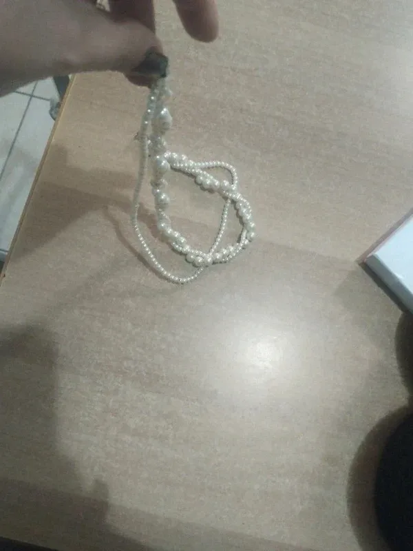 Collana perle multistrato argento