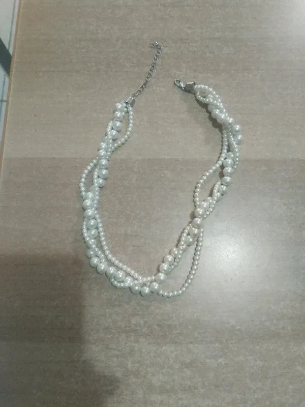 Collana perle multistrato argento