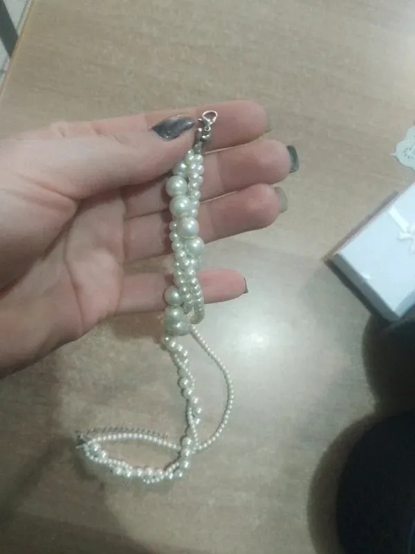 Collana perle multistrato argento