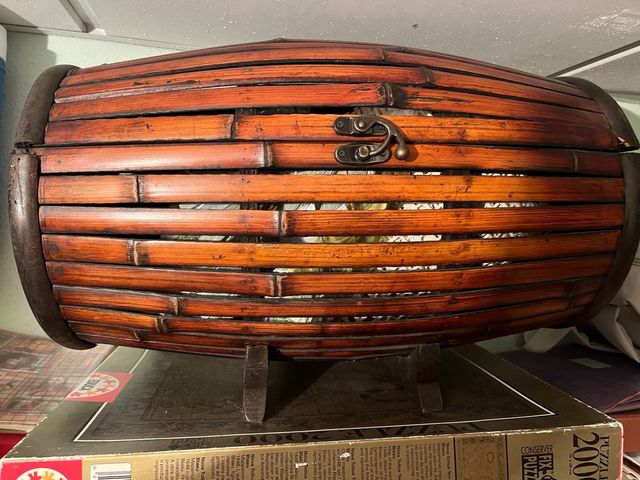 Barrellone decorativo in bambù e legno