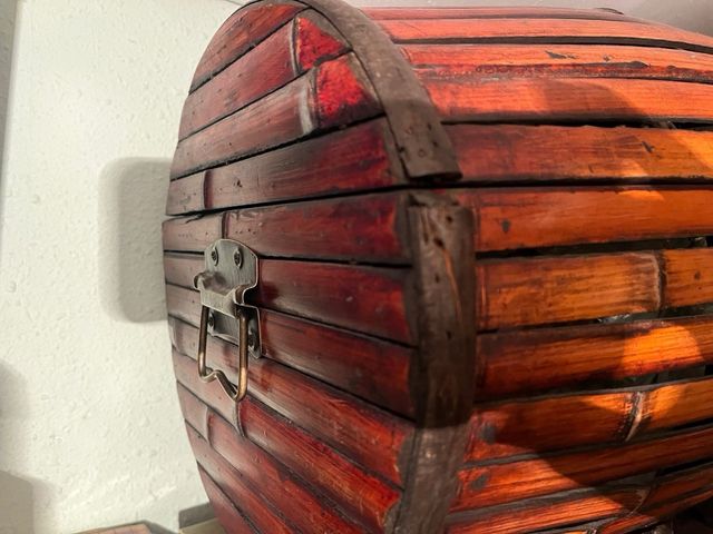 Barrellone decorativo in bambù e legno