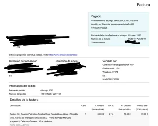 Patinete Rosa LED Plegable