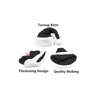 2 Gorros Papá Noel Navidad Adulto Felpa Negro