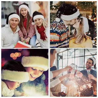 2 Gorros Papá Noel Navidad Adulto Felpa Negro