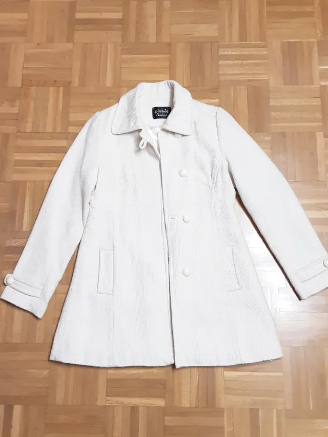 Abrigo paño mujer blanco