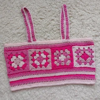 Top Crochet Rosa Talla Única