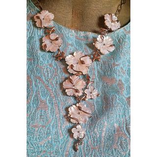 Collana vintage argento 925 madreperla fiori