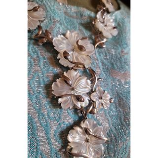 Collana vintage argento 925 madreperla fiori