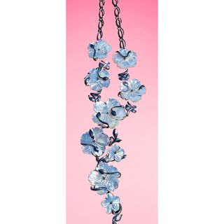 Collana vintage argento 925 madreperla fiori