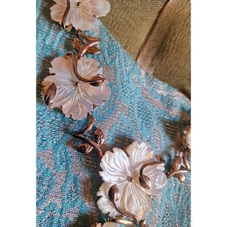 Collana vintage argento 925 madreperla fiori