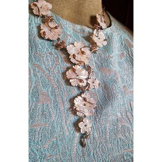 Collana vintage argento 925 madreperla fiori