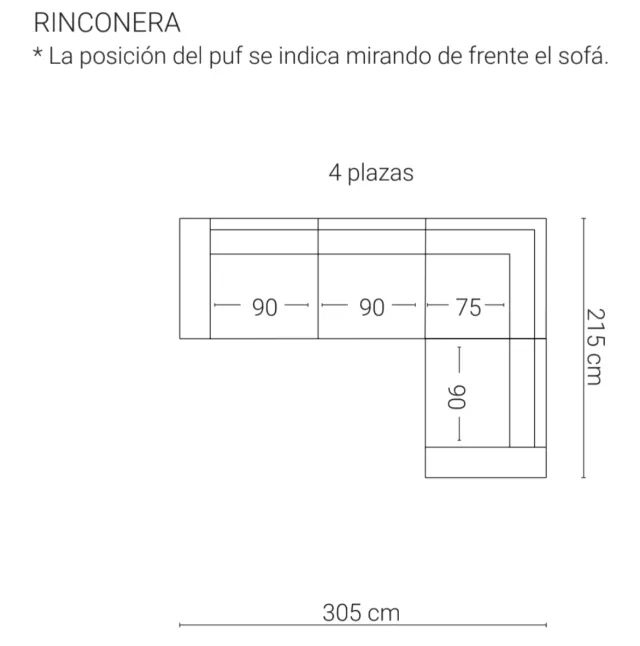 Sofá rinconero 4 plazas Loft Kenay Home