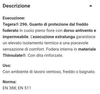 GUANTI TEGERA Impermeabili