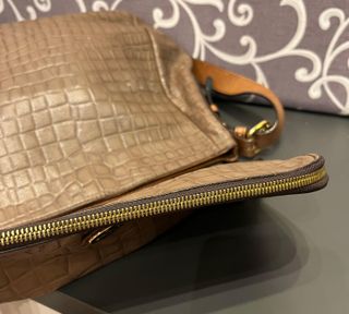 Bolso Tous Piel Cocodrilo Marrón y Amarillo