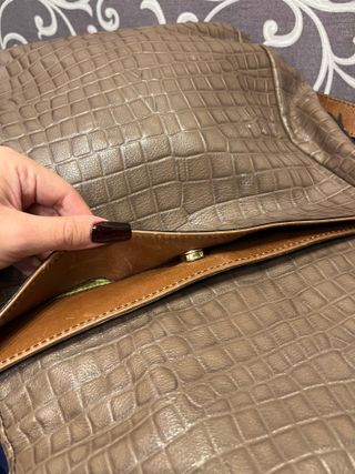 Bolso Tous Piel Cocodrilo Marrón y Amarillo