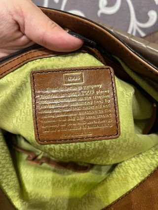 Bolso Tous Piel Cocodrilo Marrón y Amarillo