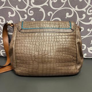 Bolso Tous Piel Cocodrilo Marrón y Amarillo