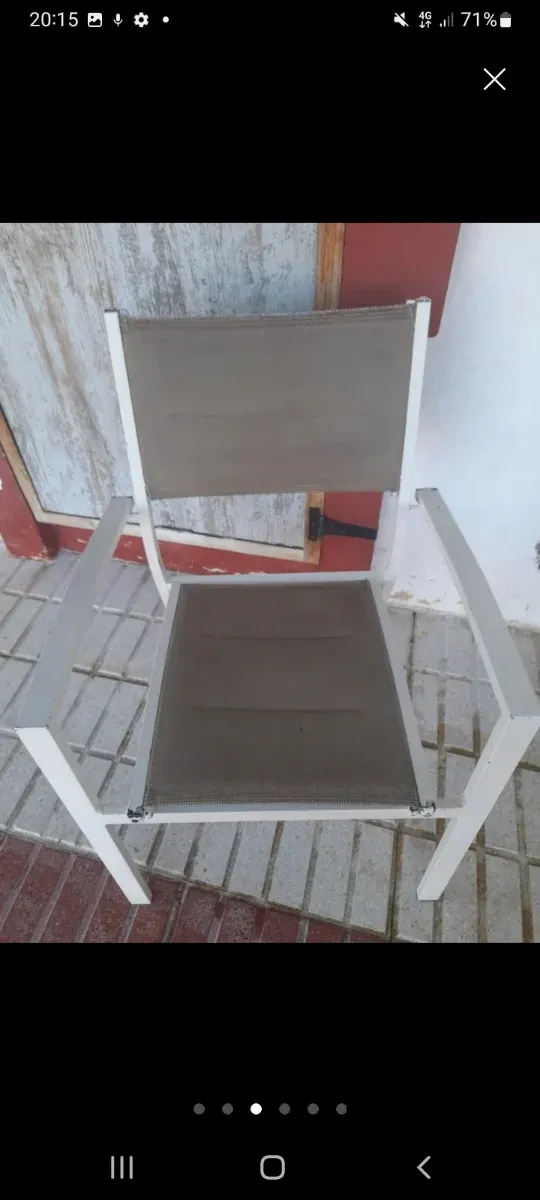 Mesa Terraza Cristal y 6 Sillas Metal