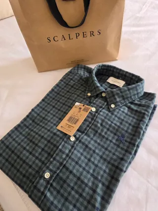Camisa Scalpers cuadros azul y verde talla M