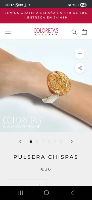Pulsera Coloretas Chispas Dorada