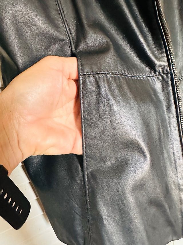 Chaqueta Cuero Negro Talla M