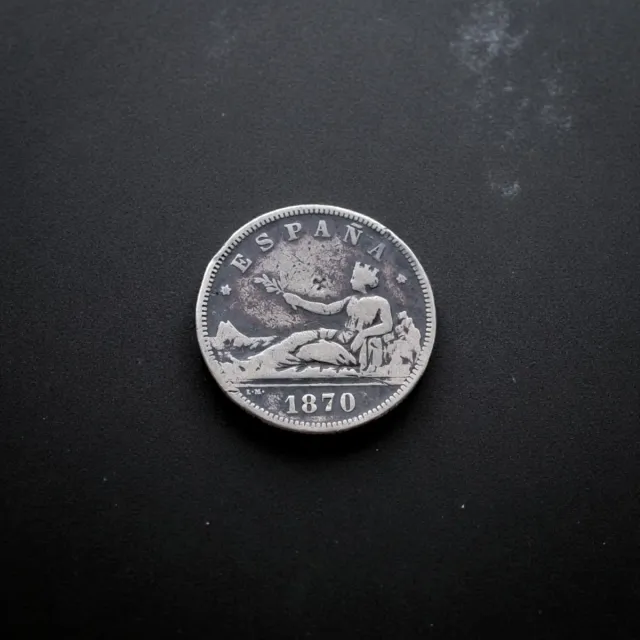 Gob. PROVISIONAL: 2 Pesetas de 1870 - SNM, Plata