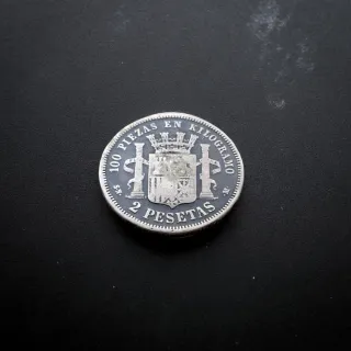 Gob. PROVISIONAL: 2 Pesetas de 1870 - SNM, Plata