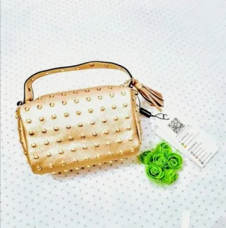 Bolso dorado Tachas redondas 2en1