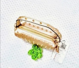 Bolso dorado Tachas redondas 2en1