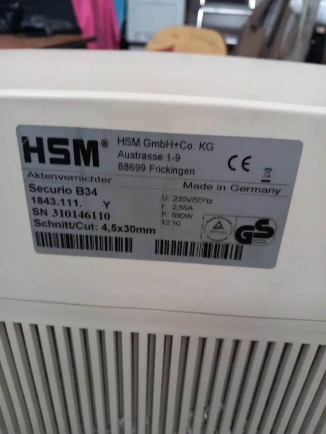Destructora de documentos HSM Securio B34