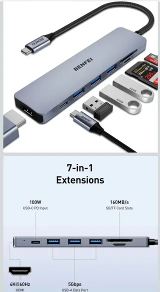 Hub USB-C BENFEI 7 en 1