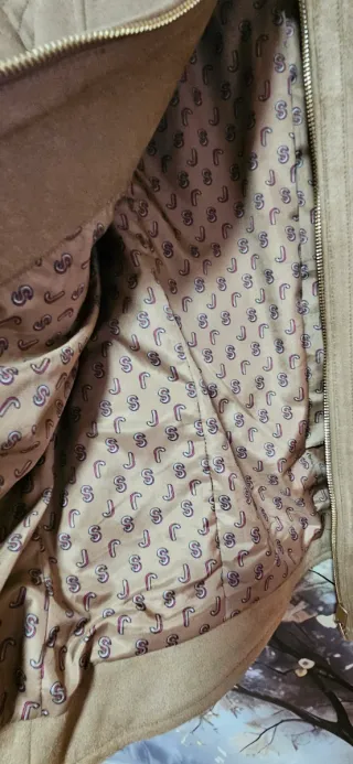 Chaqueta beige/marrón efecto ante