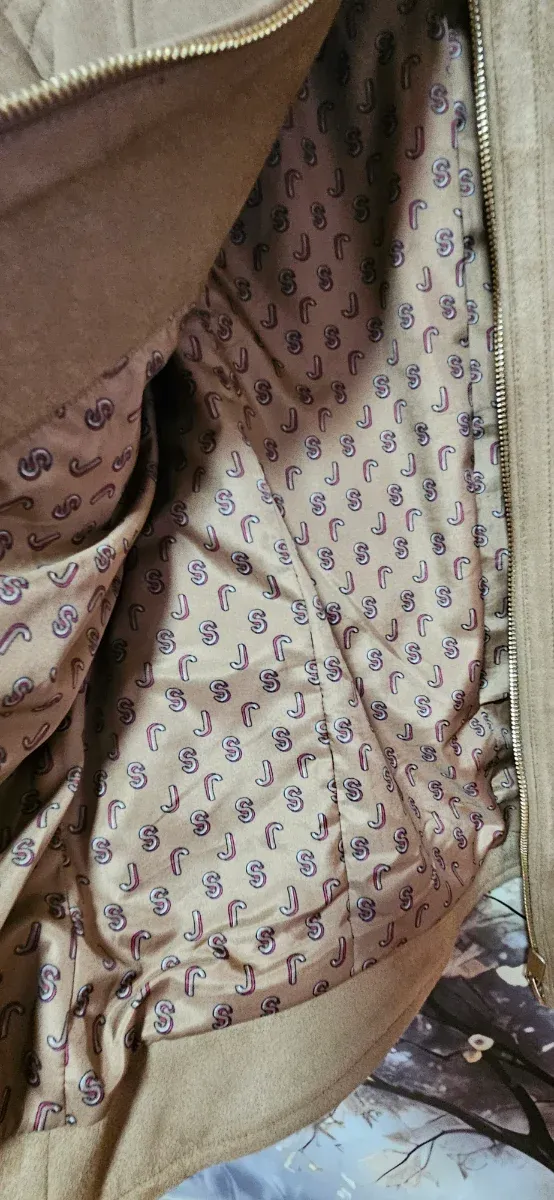 Chaqueta beige/marrón efecto ante