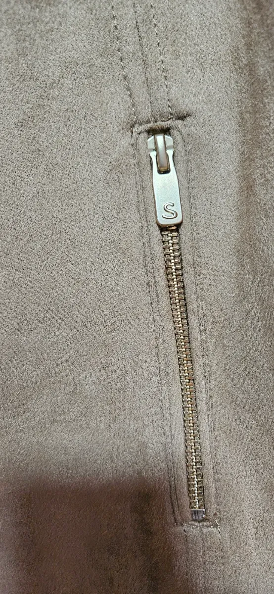 Chaqueta beige/marrón efecto ante