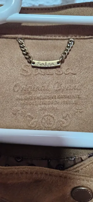 Chaqueta beige/marrón efecto ante