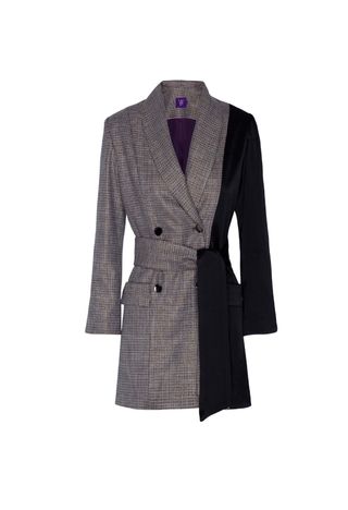 Vestido blazer mini gris y negro