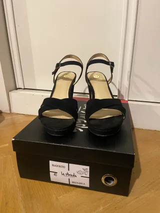 Sandalias La Strada Negras Tacon Plataforma
